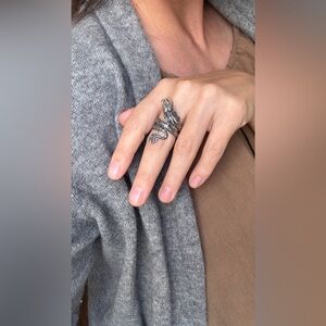 Sterling Silver Oxidized Dragon Statement Ring | 925 | 7.81g